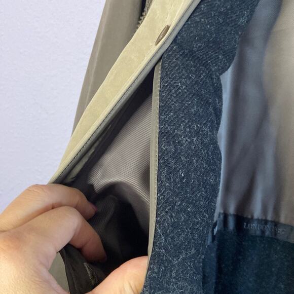 London Fog Men Brown Wool Blend Winter Jacket with Attached Hood & Vest Size M - Picture 13 of 16